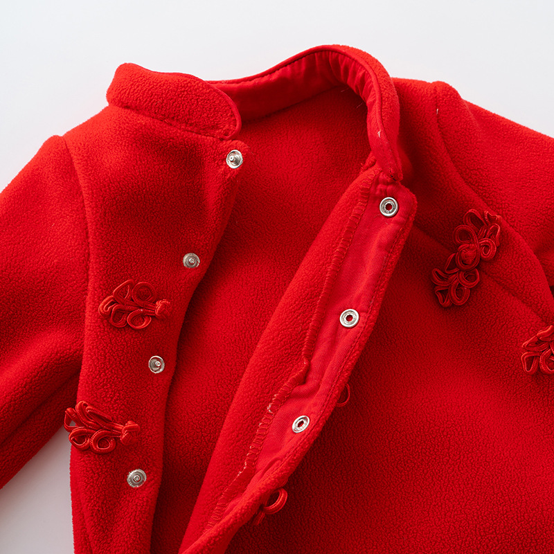 Ropa de primavera y otoño para bebés, mono para recién nacidos, una categoría de ropa, traje Tang, vestido de luna llena para bebés femeninos rojos