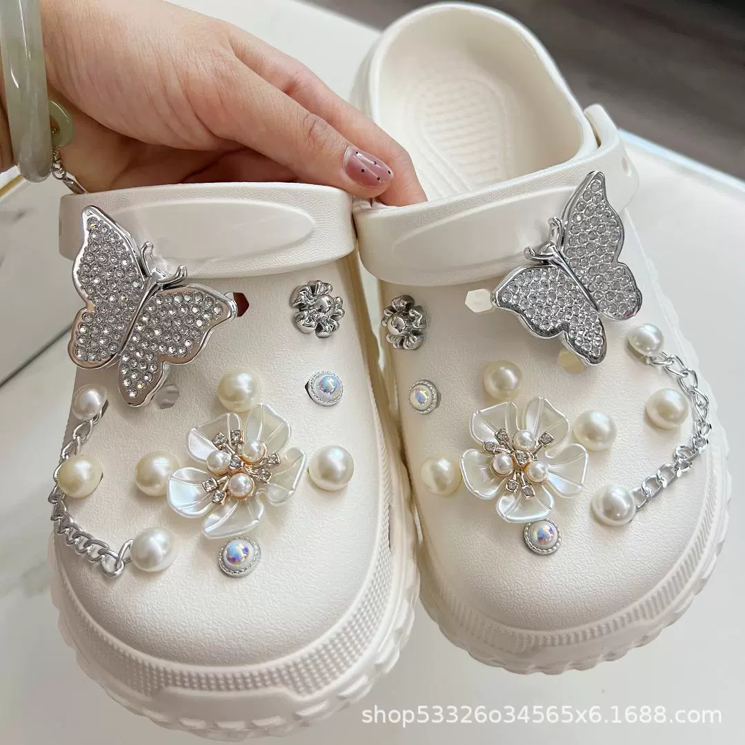 Новая модель пещерная обувь DIY аксессуары аксессуары обувь цветочная обувь пряжка женская обувь жемчужная бабочка украшения съемные оптовые аксессуары