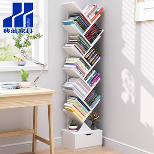 Simple Tree-Shaped Bookshelf Floor-Standing Storage Rack Home Wall-Mounted Creative Small Bookcase Living Room Multi-Layer Storage Storage Cabinet