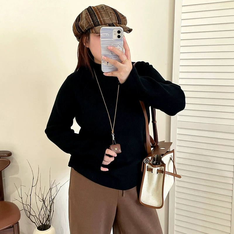 Женская трикотажная одежда больших размеров с полуводолазкой, женская нижняя рубашка с длинными рукавами, зима 2021, толстая внутренняя трикотажная одежда мм 22687