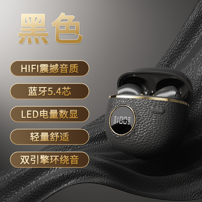 2026 nuevo auriculares Bluetooth con estriado de cuero con visualización digital en el oído para usar cómodos auriculares inalámbricos de alta calidad de sonido de larga duración