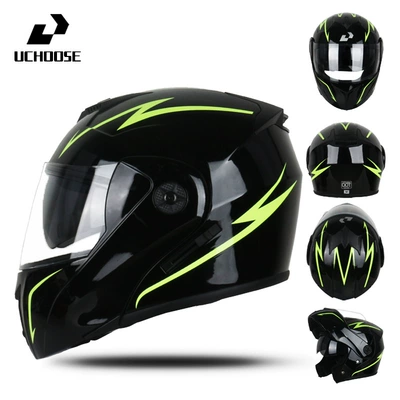 Motorcycle Safety Supplies – All-Season Dual-Mirror Flip-Up Helmets for - yellow-lightning-s