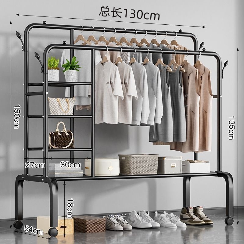 Percha de secado de ropa de piso dormitorio doméstico colgar ropa plegable de una sola varilla simple dormitorio interior móvil percha de sombrero