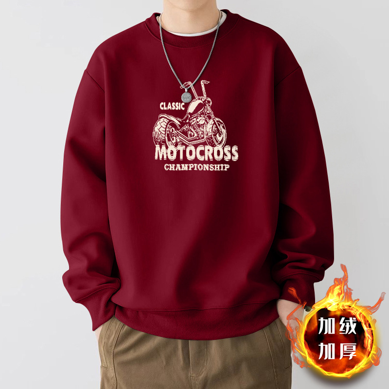 420g pesada camiseta de cuello redondo para niños primavera y otoño marca de tendencia suelta nueva chaqueta juvenil americana retro