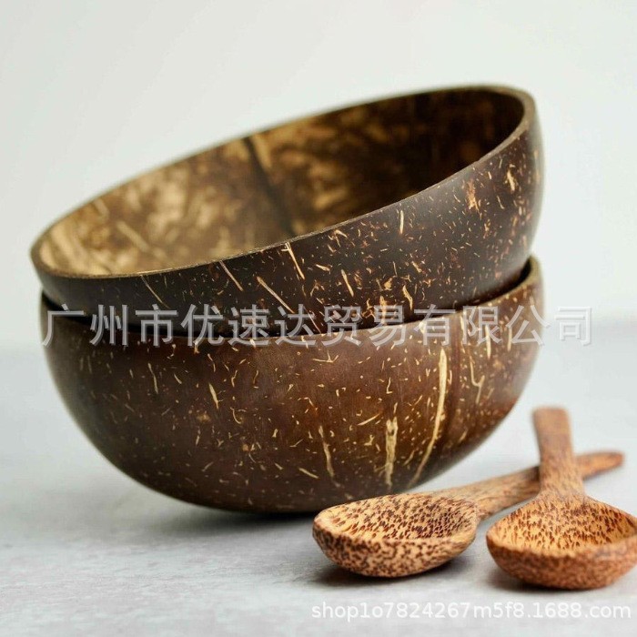 Tazón de Cáscara de Coco Natural para Ensalada y Postres