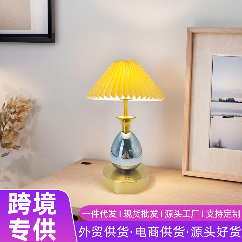 Metal Light Luxury Rechargeable Table Lamp Modern Touch Eye Protection Desk Bedroom Bedside Night Light Light Luxury Style