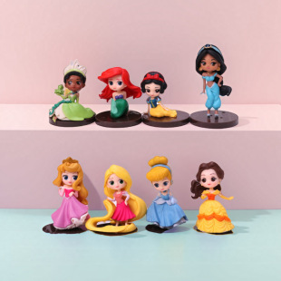 Q version Snow White Belle Mermaid Model Toy Doll Girl Children's Birthday Cake Decoration Small Ornaments