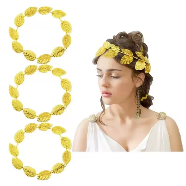 Cross-Border Gold Leaf Headband Carnival Halloween Roman Headband Christmas Bride Headpiece Hairband Gold Leaf Wreath