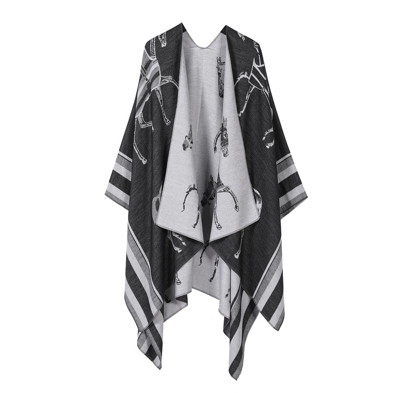 New Horse Plain Shawl for Summer Outerwear for Women, Fashionable Warm Scarf, Yunnan Travel Wear, Knitted Cloak for Men