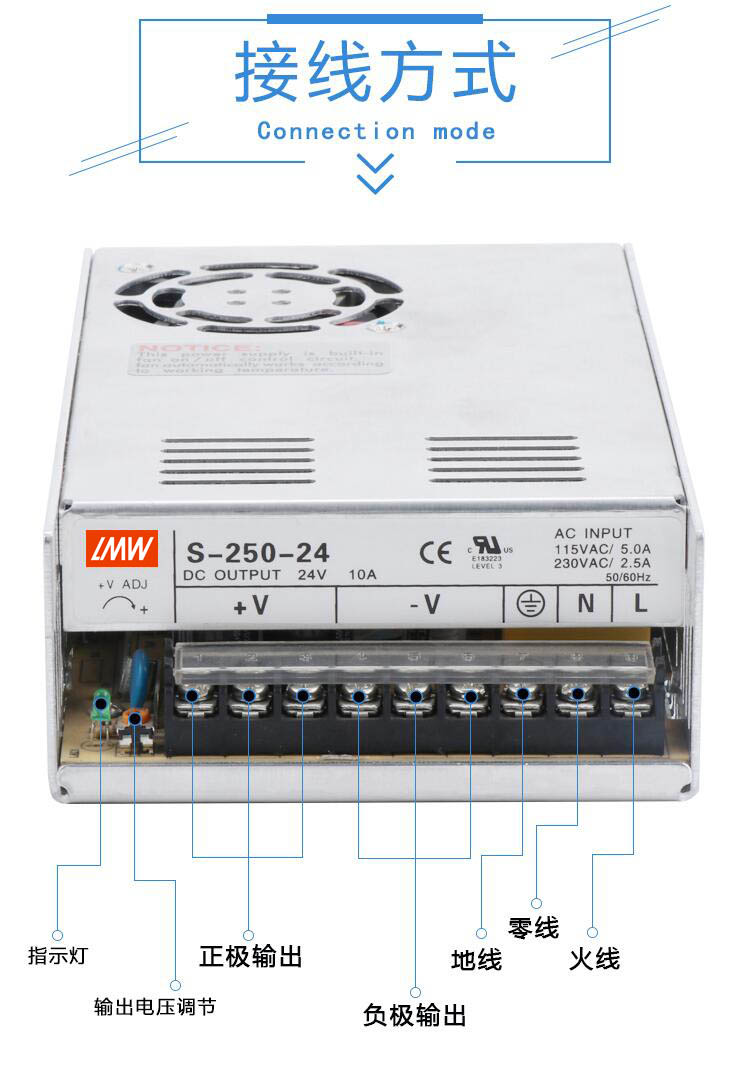 220V a 12V DC fuente de alimentación de conmutación LED caja de luz de monitoreo de bajo voltaje 5A / 10 / 20a transformador 50W240W