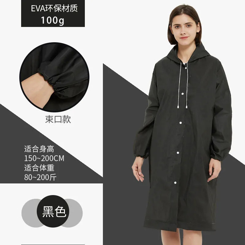 Impermeable eva no desechable engrosado, portátil para adultos, hombres y mujeres, al aire libre, impermeable, cuerpo largo, grueso