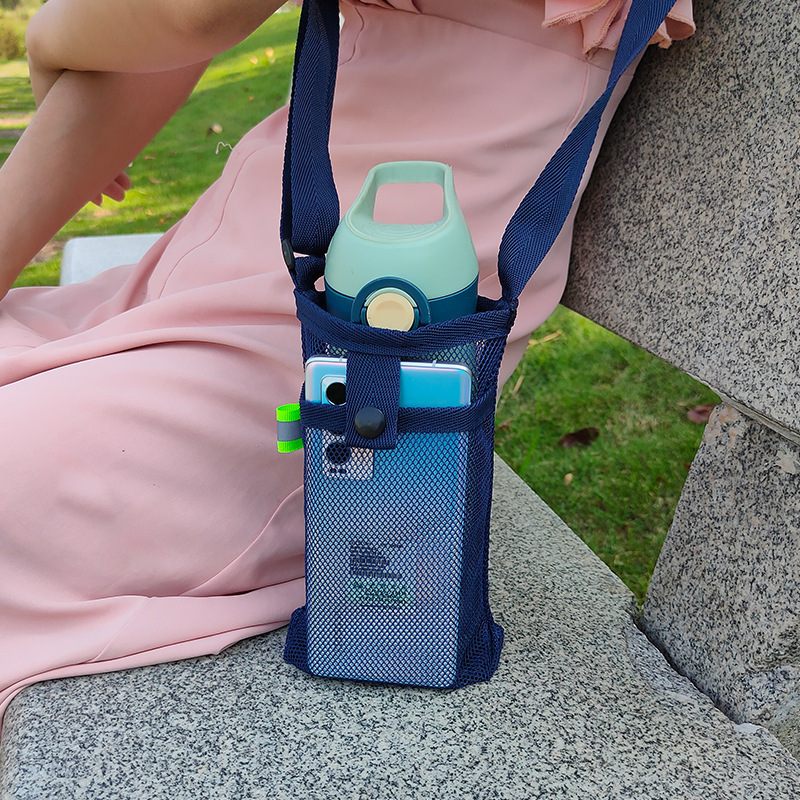网格保温杯杯套旅行便携简约可斜跨水杯保护套通用水杯套斜挎包邮|undefined
