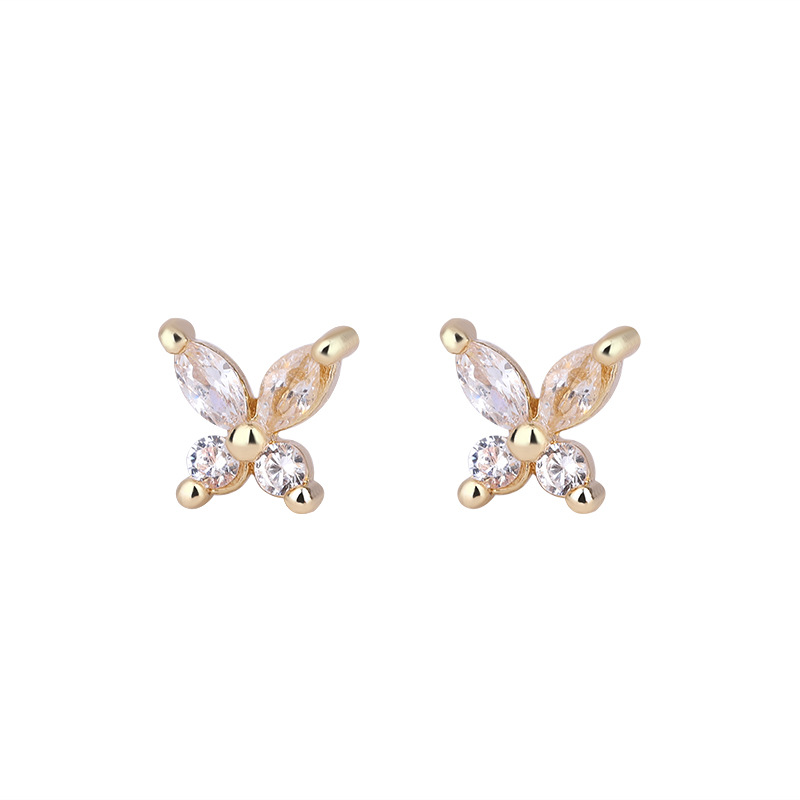 Simple Style Butterfly Copper Plating Rhinestones Ear Studs 1 Pair