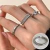 Bamboo retro fashionable ring, zirconium, Korean style, silver 925 sample, simple and elegant design, on index finger