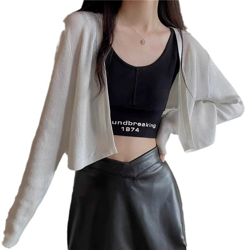 White knitted cardigan, autumn cloak, short jacket, 2024 years, lifting effect
