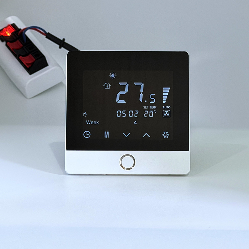 Central air conditioning thermostat, LCD switch, air conditioner and underfloor heating combined, mobile phone, WiFi, smart wired controller panel Central air conditioning thermostat, LCD switch, air conditioner and underfloor heating combined, mobile phone, WiFi, smart wired controller panel
