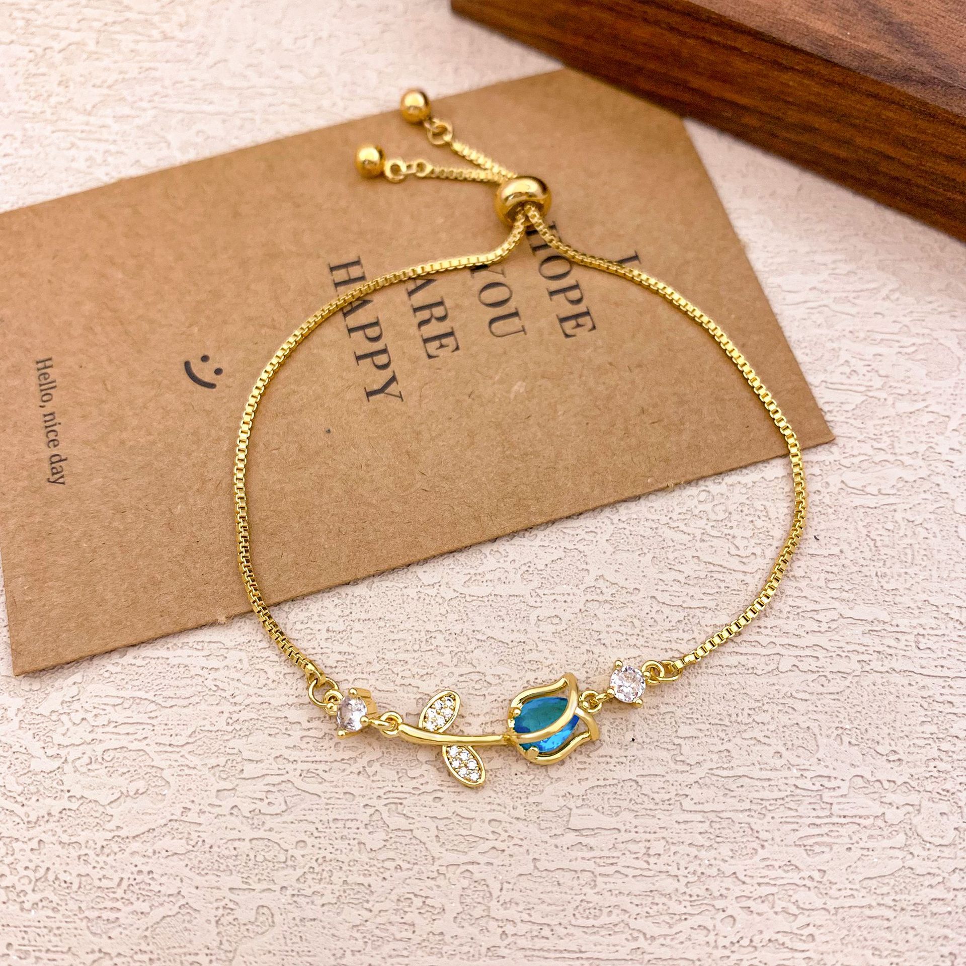 Pulseras transfronterizas nuevas pulseras ajustables de rosa de tulipas nicho de moda femenina, regalo de cumpleaños para amigos.