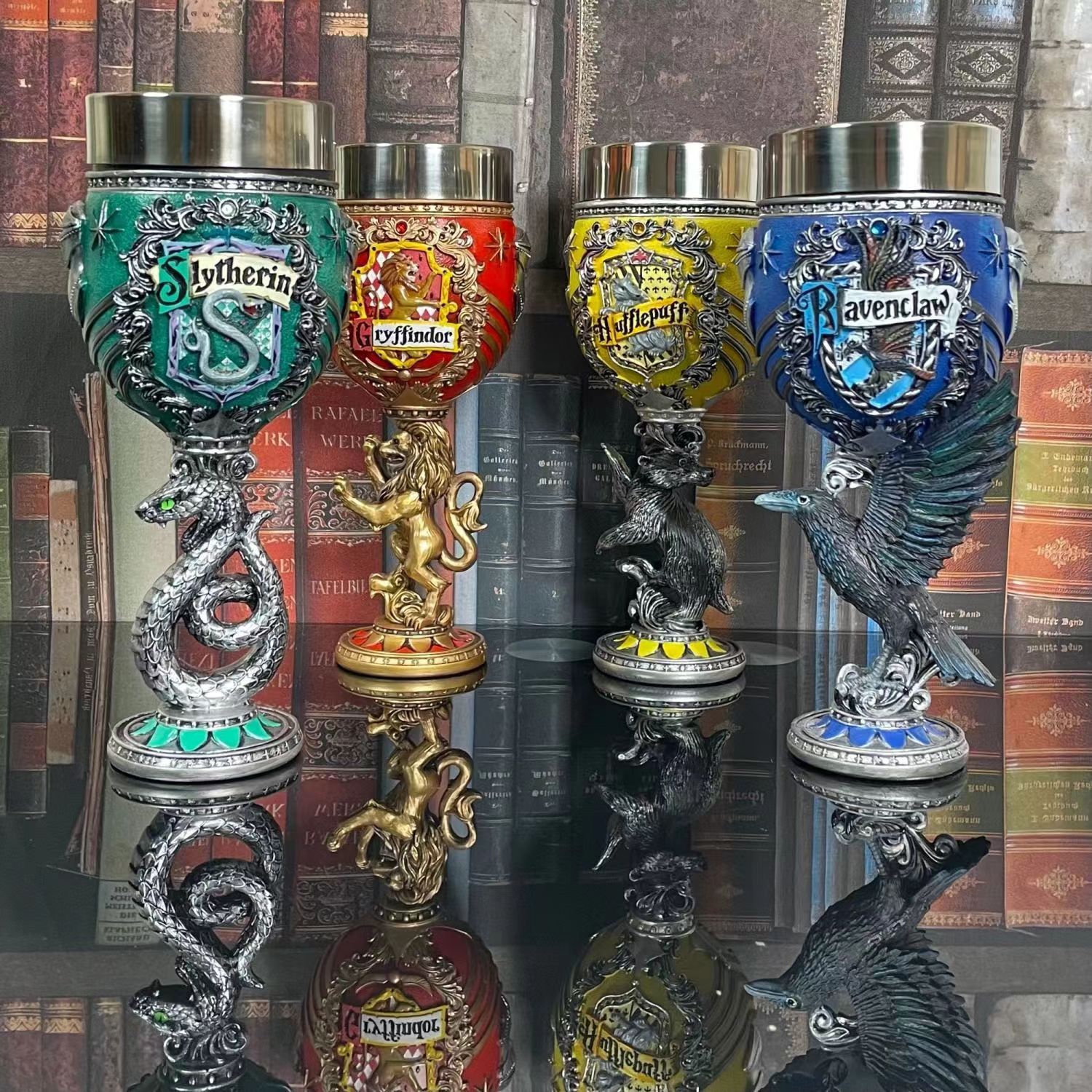 Colección creativa original de Harry Potter tazas de cerveza de la escuela de magia taza de pie alto recuerdos de acero inoxidable