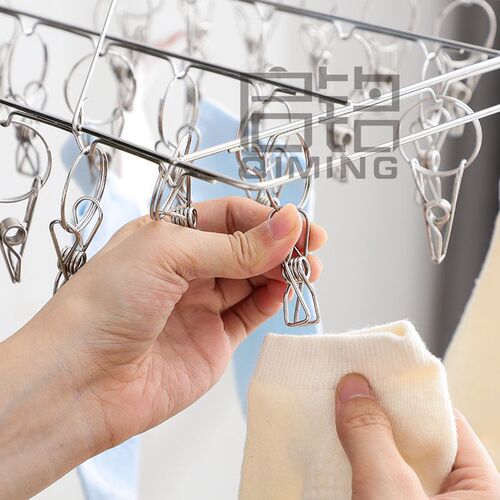 Stainless steel clothes rack, drying rack, multi-clamp sock rack, underwear and towel drying rack, children's diaper rack