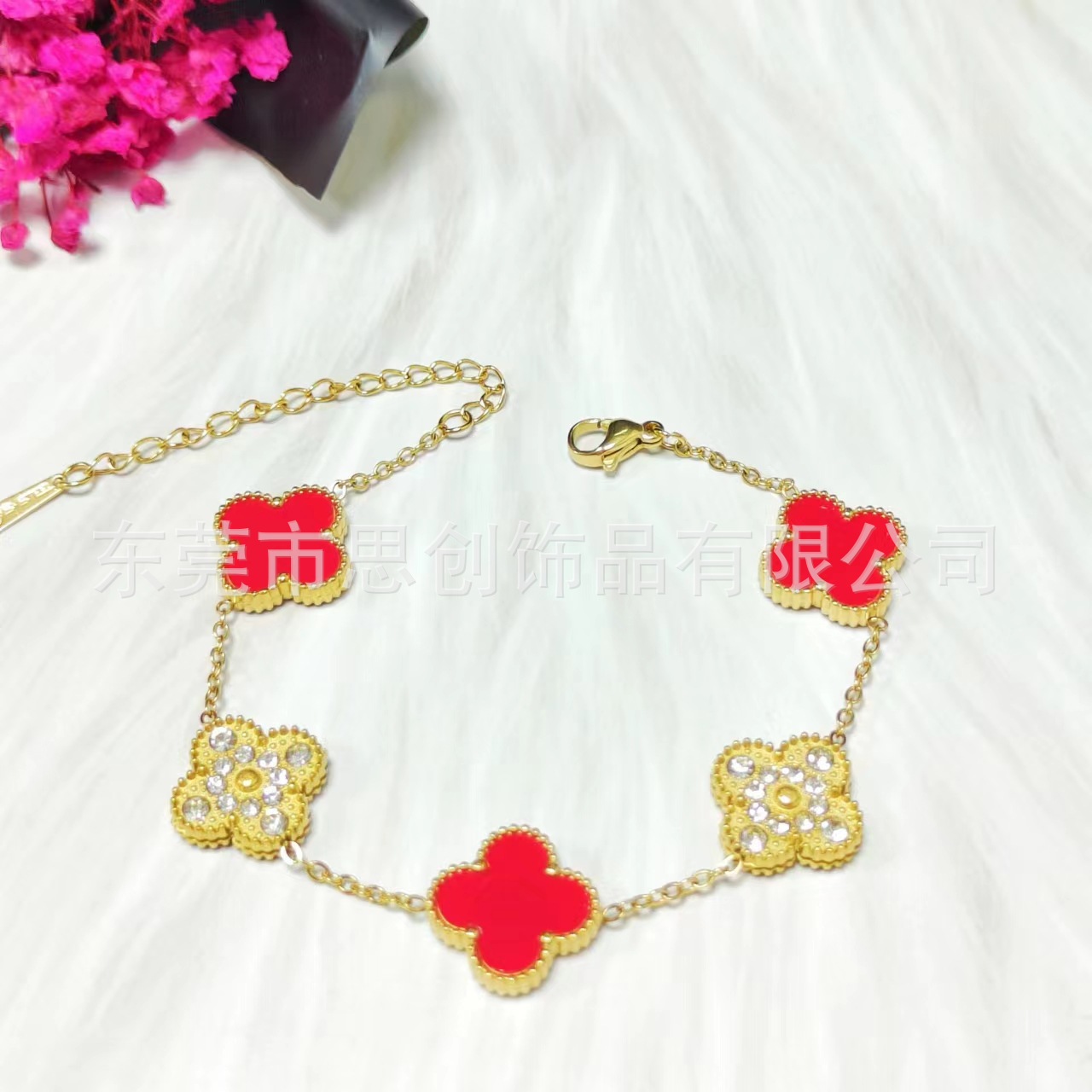 European and American fashion doublesided fritillary clover bracelet