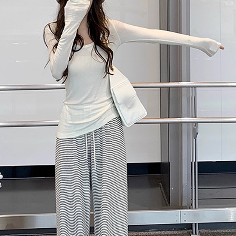 Lilylik"小蛮腰"极简真丝莫代尔 百搭亲肤套头针织上衣修身打底衫|undefined
