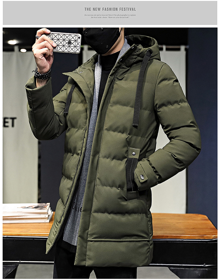Hooded Thickened Cotton-padded Men's Medium And Long Cotton-padded Jacket Men's Large_viptrois.com