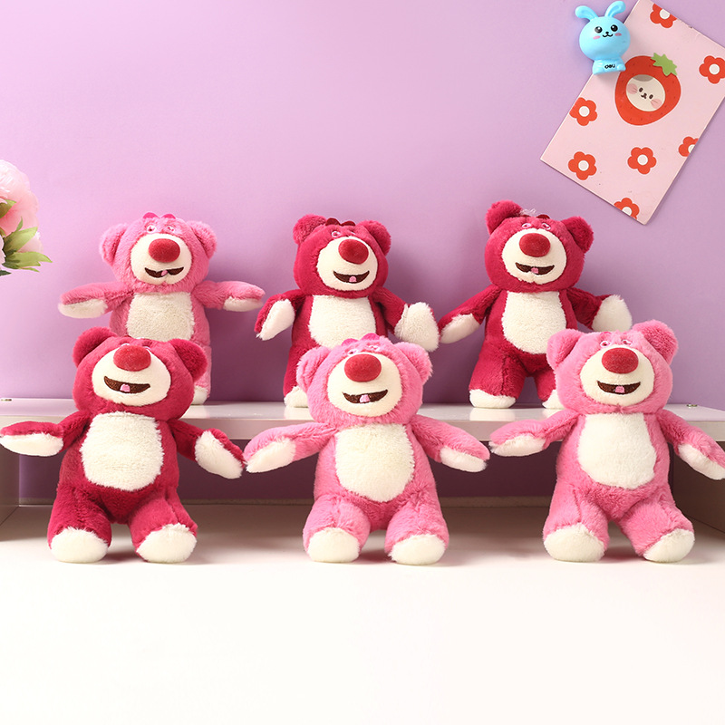 Strawberry Bear Plush Keychain Figure Toy Bear Keychain Accessory Bag Decor School Bag Ornament claw machine grabber