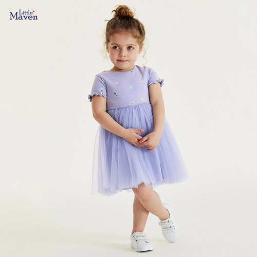 Little maven cross-border children's clothing European and American style cartoon girls' dress summer short-sleeved children's princess dress