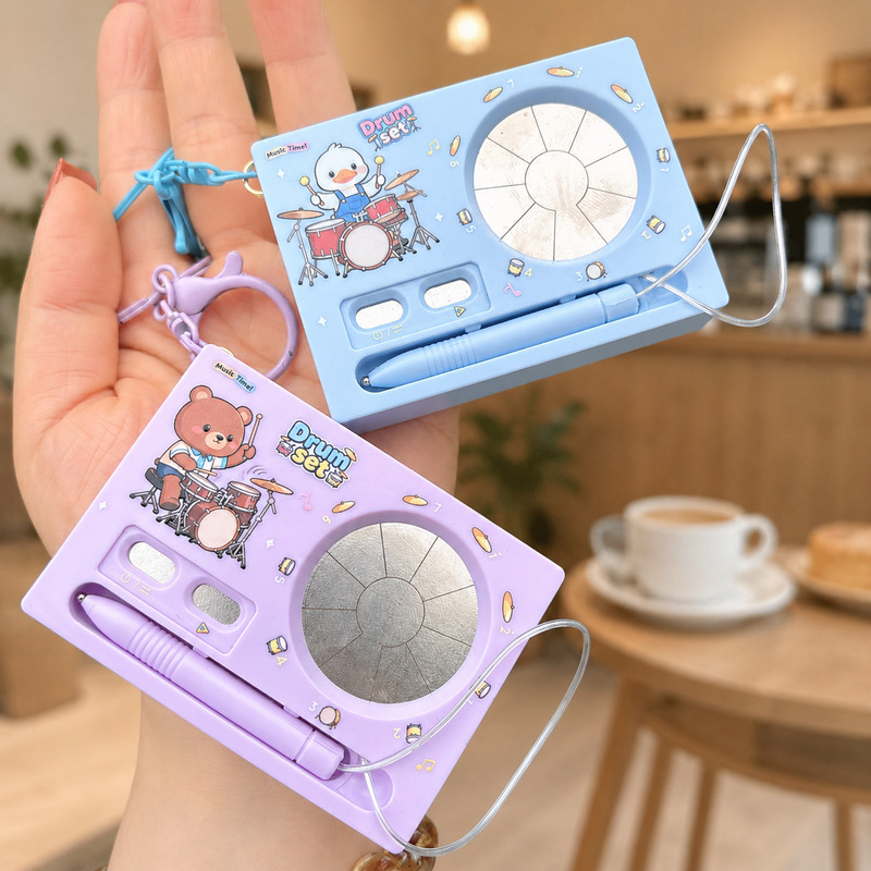 Cross-Border Recording Electronic Drum Set Keychain Fun Stress-Relief Trendy Cool Music Student Backpack Pendant Claw Machine Gift