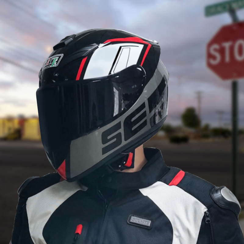 Universal Motorcycle Full Face Helmet Men's Knight Style Bluetooth Universal Safety Helmet (Auto Parts and Accessories) - s-speed-gray-lens