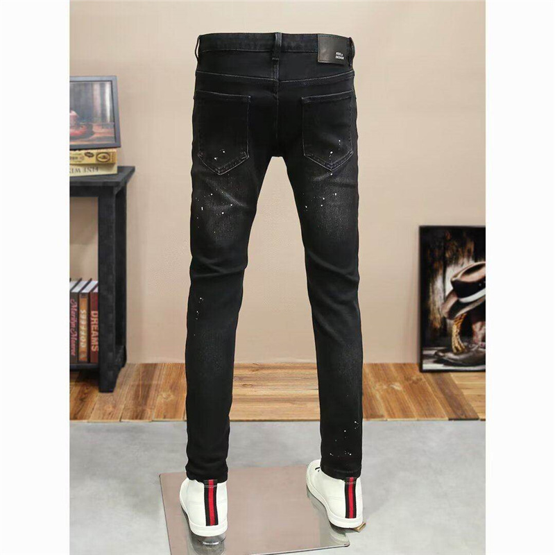 Men's Clothing Trendy Comfort Slim Fit Jeans Starry Sky Motif Casual Style Perfect For 2026 High Street Style_mkmklike.com
