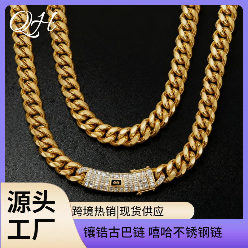 Fashionable coffee bracelet hip-hop style with zircon stainless…