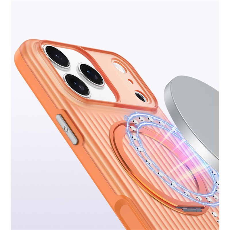 适用iPhone17promax瓦楞手机壳360旋转磁吸支架苹果16肤感保护套|undefined