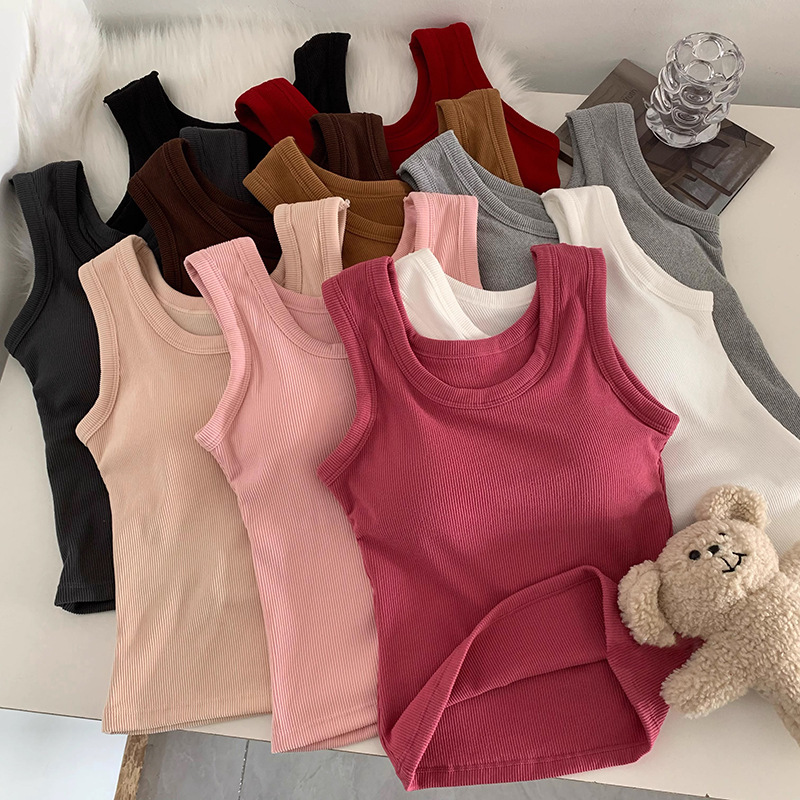 Design Sense Inner Base Camisole Women's Summer Sexy Hot Girl Outer Wear Sports Beautiful Back Sleeveless Short Top