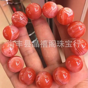 Natural south red agate bracelet with clear red and white lines, Crystal south red agate bracelet manufacturers wholesale