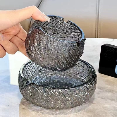 Luxury glass ashtray for home: Car ashtray - shimmering-pattern-ash-small-large-size-comes-with-two-packs-of-extinguishing-sand
