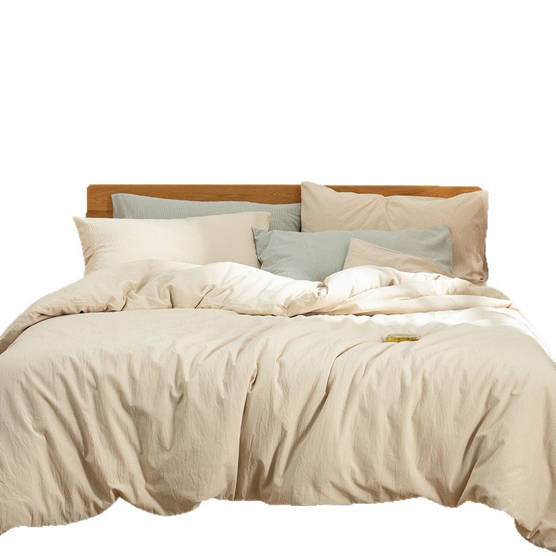 Minimalistische beddengoedset van puur katoen met kreukeleffect_voghion.com