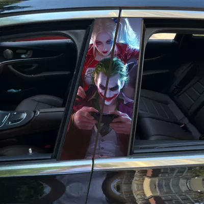 Body sticker | Nezha 2 clown decorative sticker car - xc17-1-pair-for-main-and-co-pilot