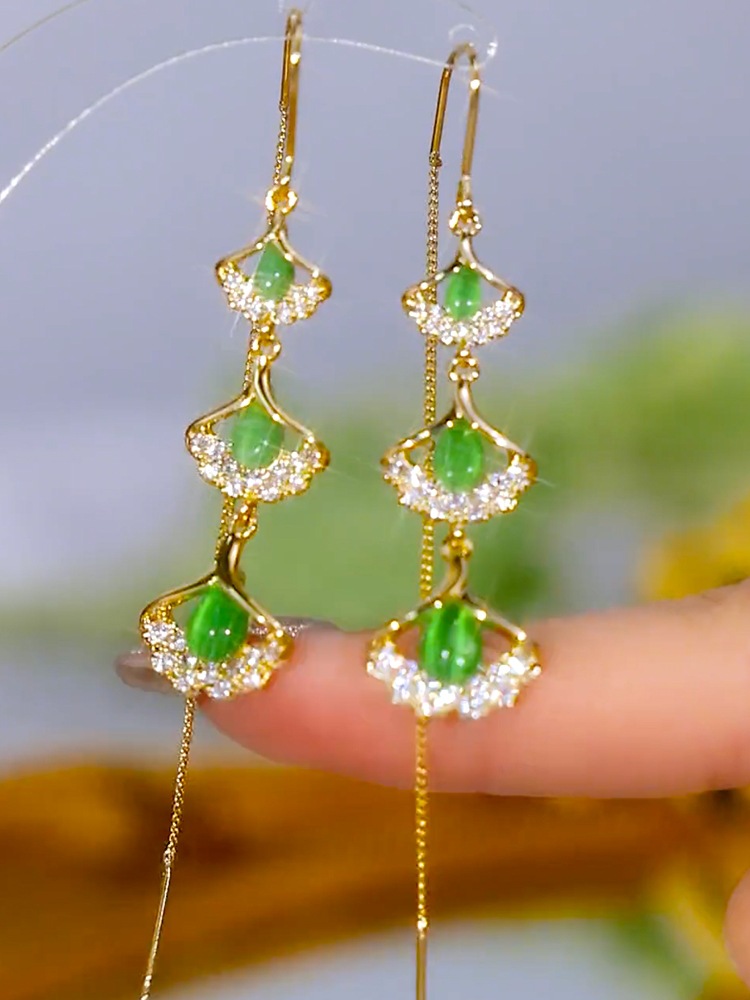 15g Weight Artificial Gemstones, Zircon Inlay Material 1 Pair Retro Flower Inlay Metal Artificial Gemstones Zircon Drop Earrings