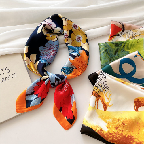 70 small square scarves for women, spring, autumn and summer hairbands, headscarves, neck protectors, versatile western-style student professional decorative scarves