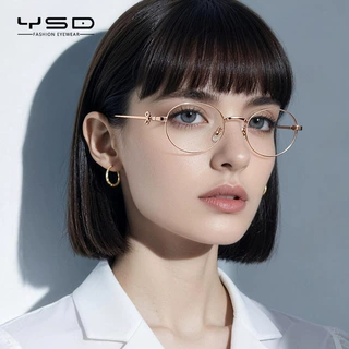 LS503 新款防蓝光平光椰圆型金丝女蝴蝶结镜框网红跨境高级感眼镜