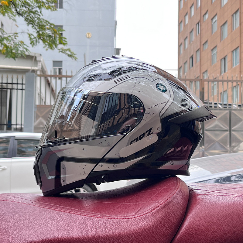 Orz casco de coche eléctrico masculino y femenino casco de verano doble espejo trasero medio completo personalidad cuatro estaciones pareja Bluetooth