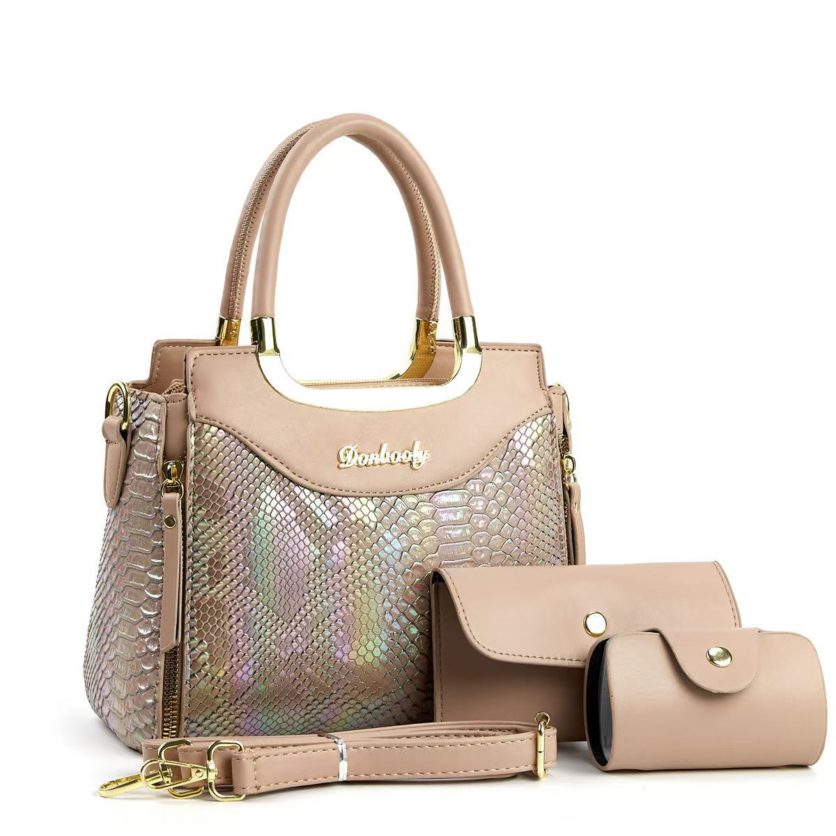 Bolsa de tres piezas, bolso de mano de temperamento casual, textura de cocodrilo, bolso de hombro, bolso de mochila universal, bolso de mano