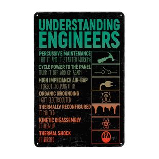 Humor Engineer Defines Retro Style Tin Painting Understanding Engineers Funny Sign