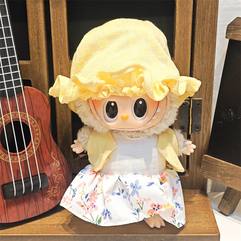 Labubu ベビー服ビニールラブブ 17 センチメートル人形かわいいドレスアップカジュアルスーツスカートぬいぐるみ服|undefined