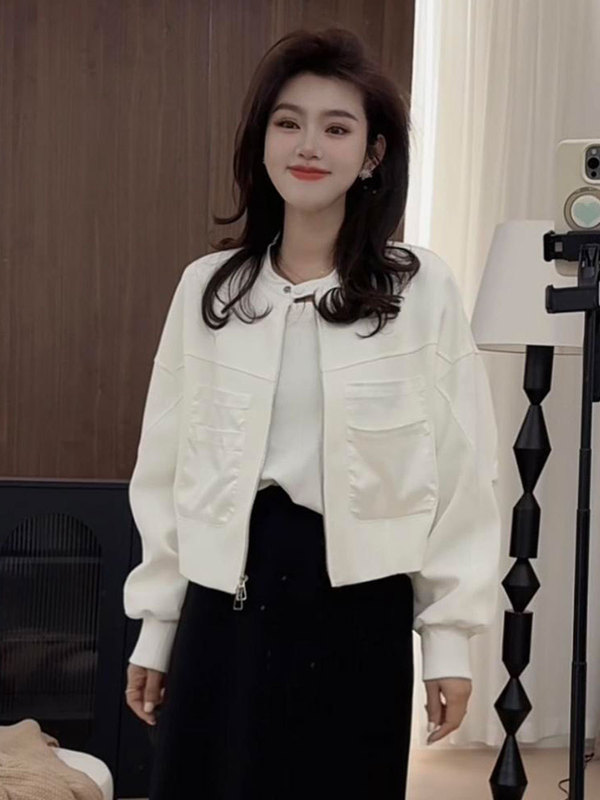 韩版宽松小个子立领短外套女2025春季新款复古洋气设计感夹克上衣|undefined