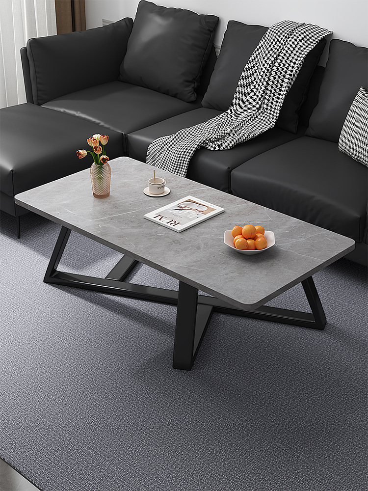 茶几客厅家用简约现代办公室沙发茶几桌轻奢简易小户型岩板色茶几