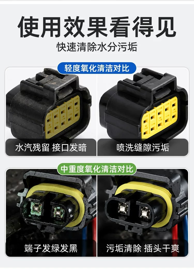 Water-damaged car plug cleaner, car wiring harness water-damaged plug maintenance agent, circuit board corrosion and oxidation cleaner
