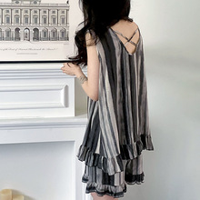 无袖棉绸睡衣少女夏季薄款美背性感绵绸家居服可爱学生人造棉套装