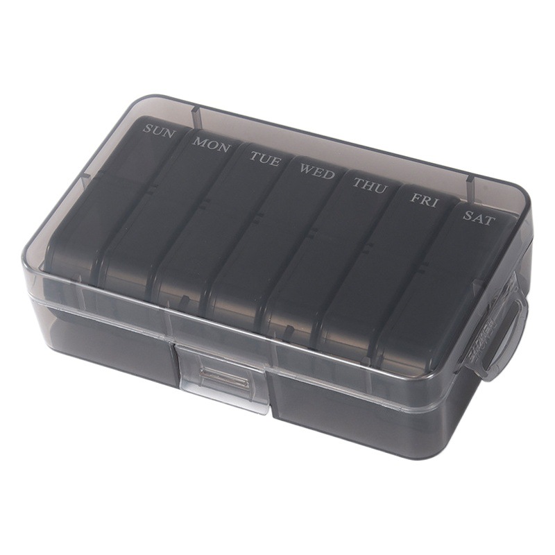 Carrey nuevo 14-rejilla caja de la píldora portátil 7 días a la semana de almacenamiento caja de la píldora de la medicina a prueba de humedad caja de embalaje de plástico transparente